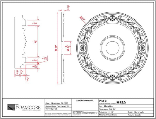 21" Ceiling Medallion | Foamcore M569 - FOAMCORE STORE