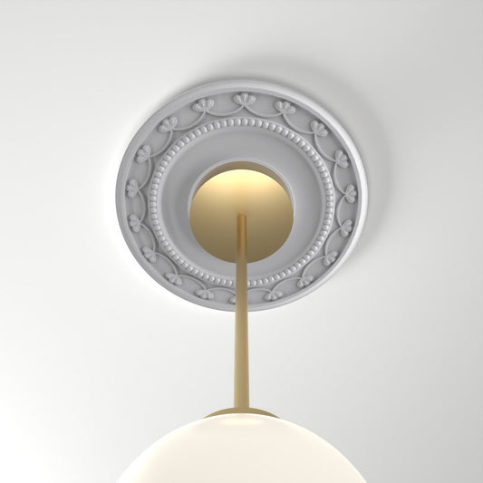 M560 ceiling medallion installed with pendant light