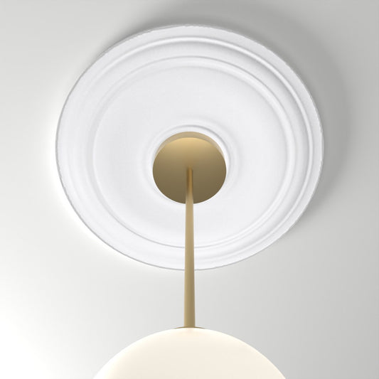 ME-CM-121 ceiling medallion installed with pendant light