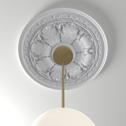RM37558-22 ceiling medallion installed with pendant light