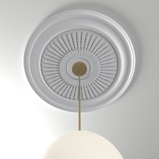RM37562-36 ceiling medallion installed with pendant light
