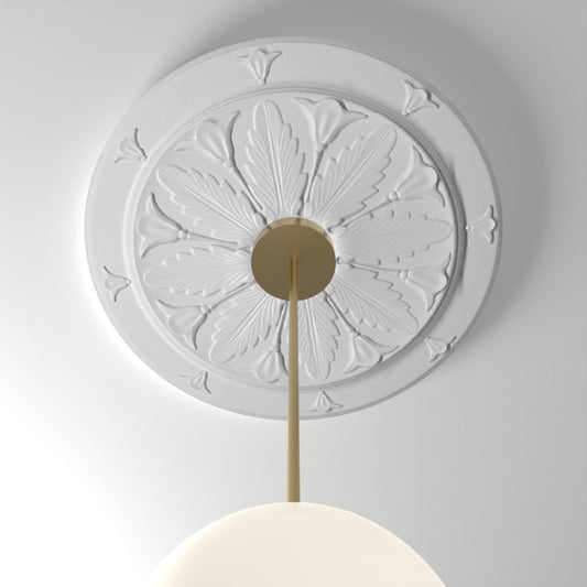 RM37565 ceiling medallion installed with pendant light