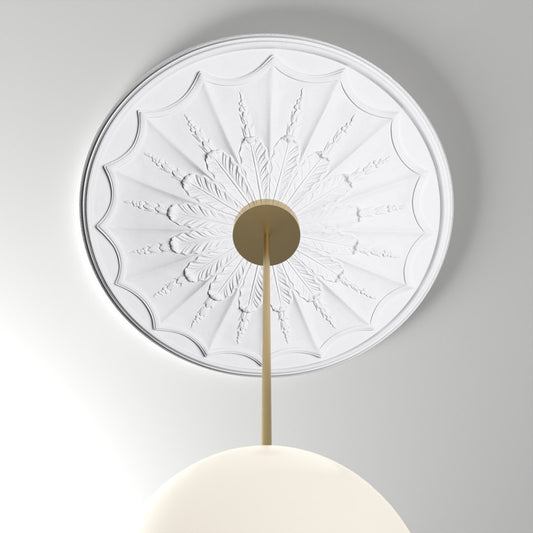 RM37587 ceiling medallion installed with pendant light