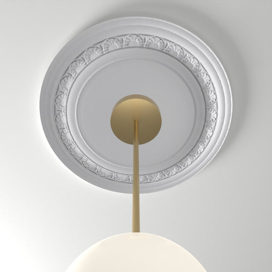 RM37590 ceiling medallion installed with pendant light