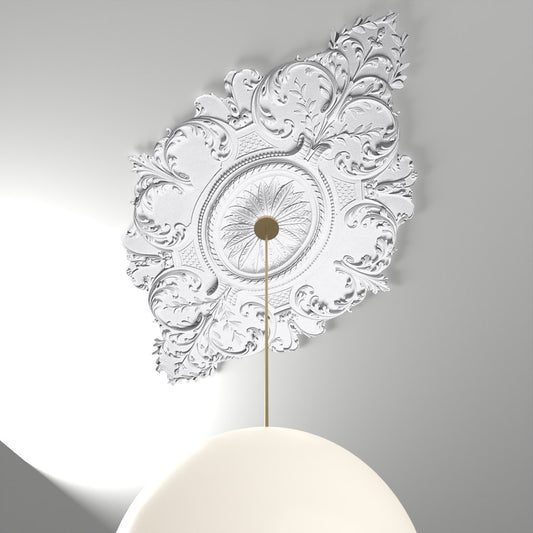 RM4671 ceiling medallion installed with pendant light