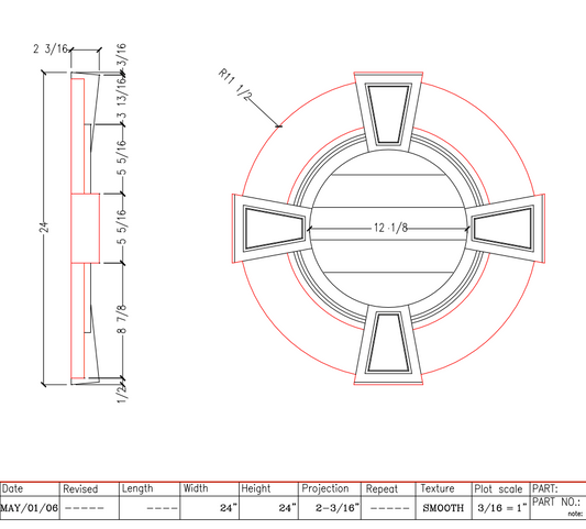 Closed Round Louver with Keystones