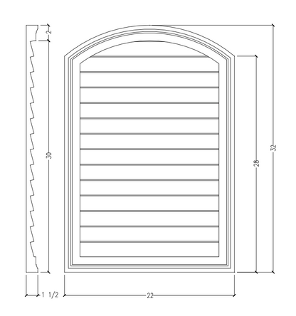 Decorative Arched Louver with Eyebrow Top