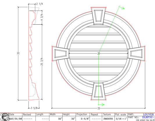 Closed Round Louver with Keystones | DLRF