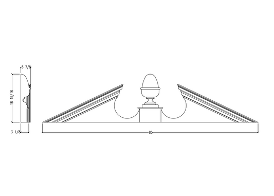 Acorn Pediment with Acorn | Woodgrain