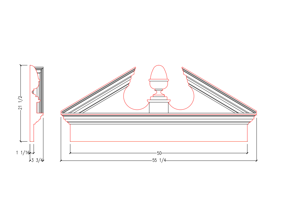 Acorn Pediment Mantle with Acorn | APM5020