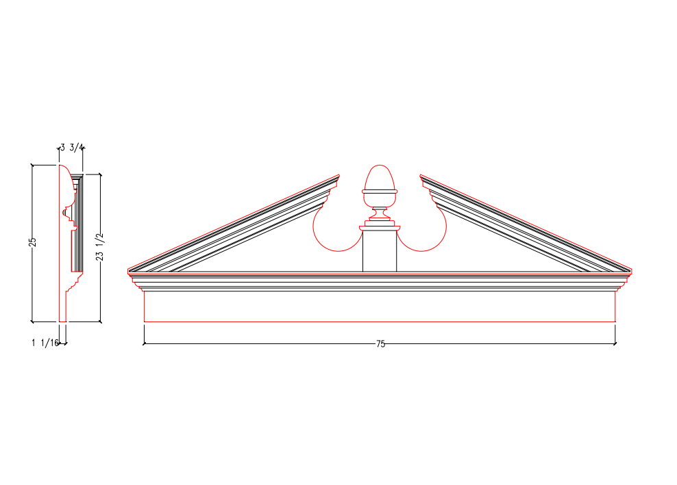 Acorn Pediment Mantle with Dentil | APM7523