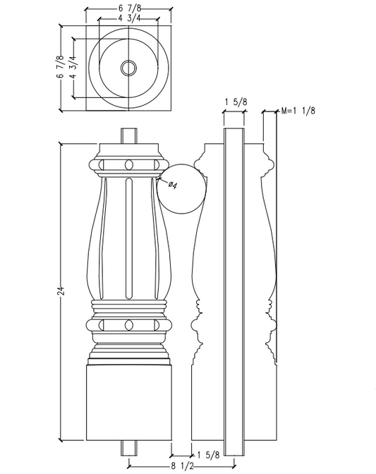 Baluster with Woodgrain Finish | B7024