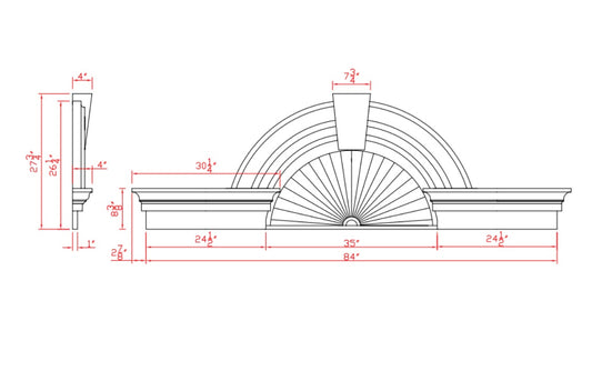 Sunburst Arch with Keystone | CWA33.63