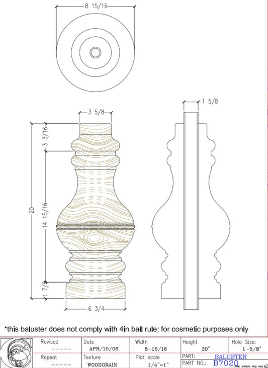 Woodgrain Baluster | B7020