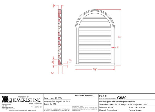 Round Top Functional Louver with Rough Sawn Finish | G980