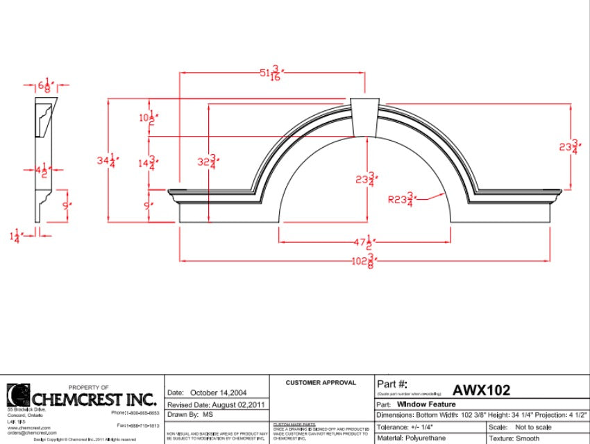 Window Head with Arch & Keystone | AWX102