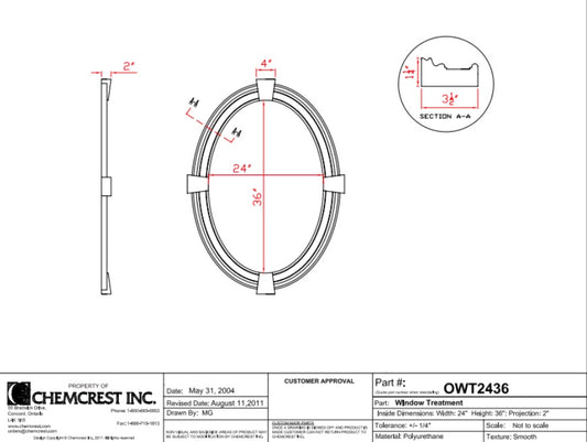 Oval Window Treatment with Keystones | OWT2436