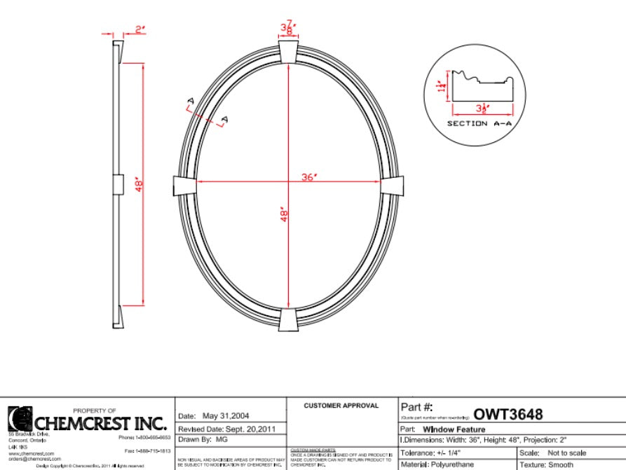 Oval Window Treatment with Keystones | OWT3648