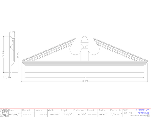 Acorn Pediment Mantle (Dentil) with Acorn | APM8524