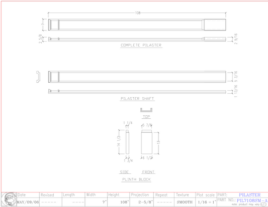 Smooth Pilasters (Adjustable) | PIL7108-SM-ADJ
