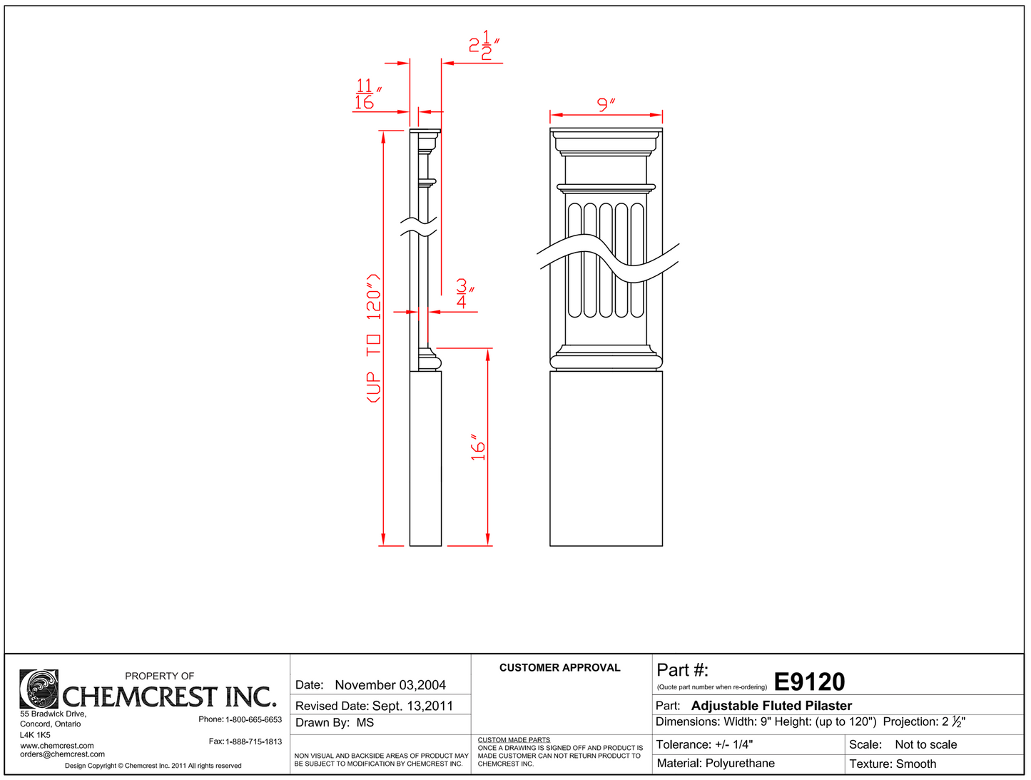 Adjustable Fluted Pilaster | E9120