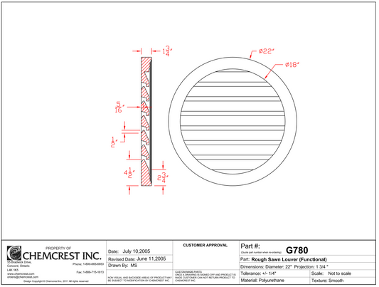 Round Functional Louver with Rough Sawn Finish | G780