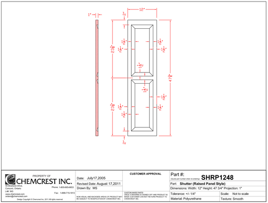 Raised Panel Shutter | SHRP1248