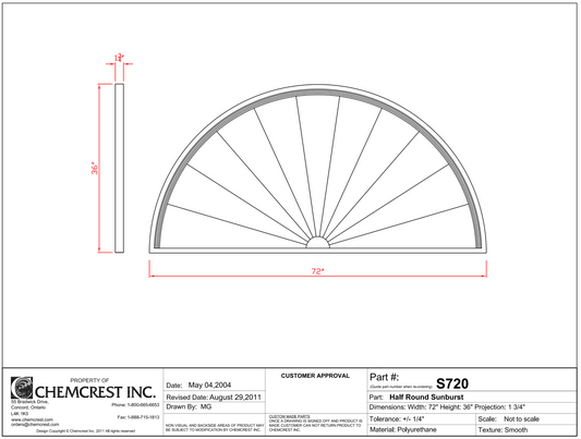Half Round Sunburst | S720