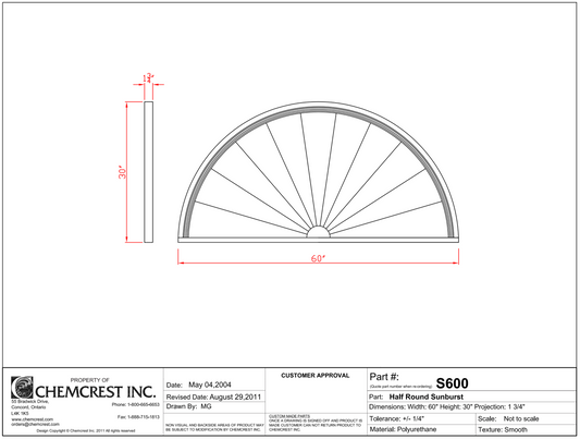 Half Round Sunburst | S600