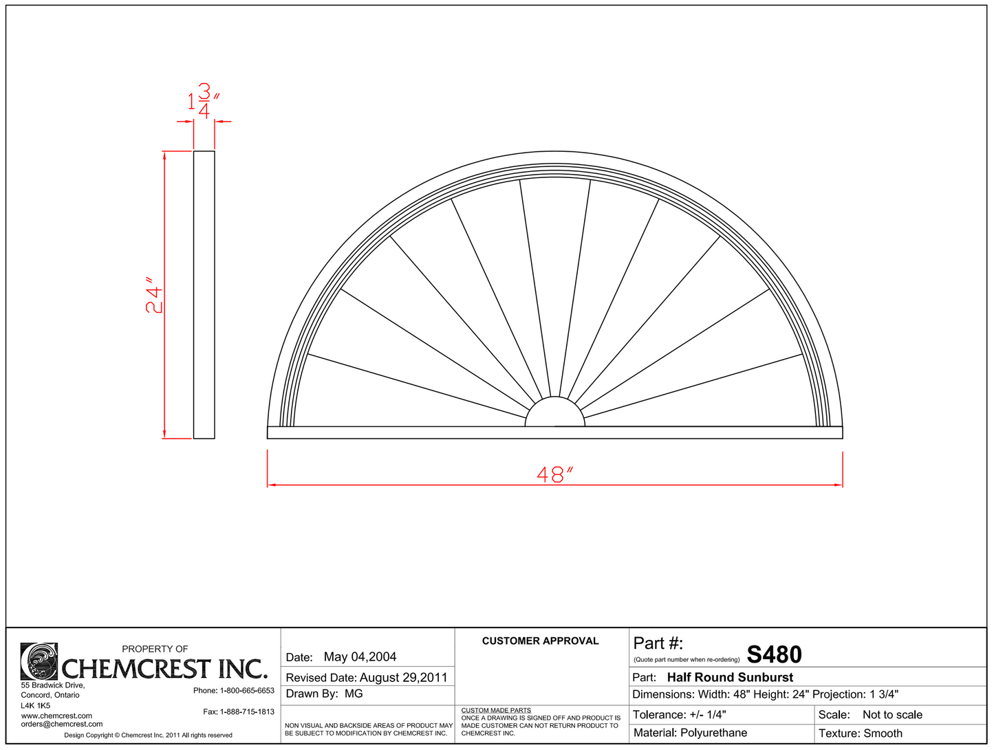 Half Round Sunburst | S480