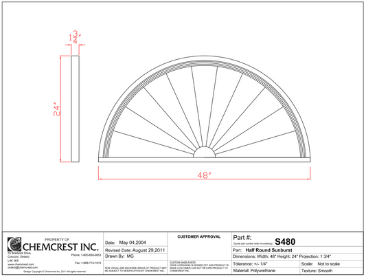 Half Round Sunburst | S480