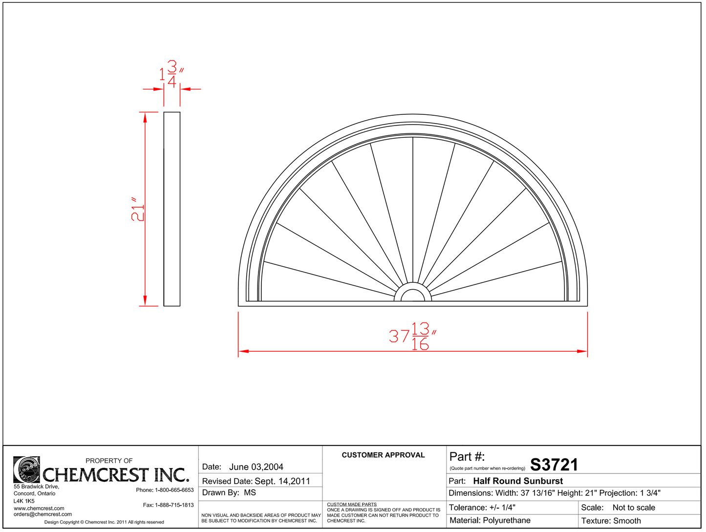 Half Round Sunburst | S3721