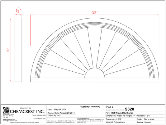 Half Round Sunburst | S320