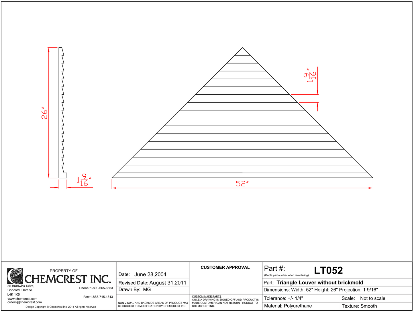 Triangle Louver without Brickmold
