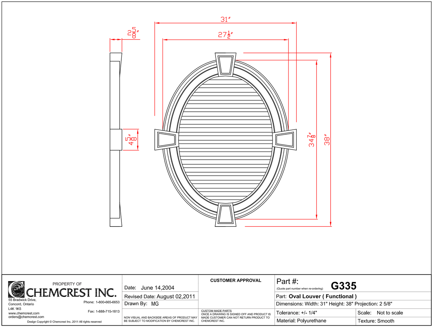 Functional Oval Louver with Keystones