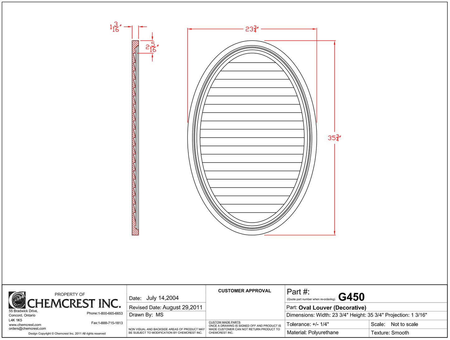 Decorative Oval Louver | Vertical