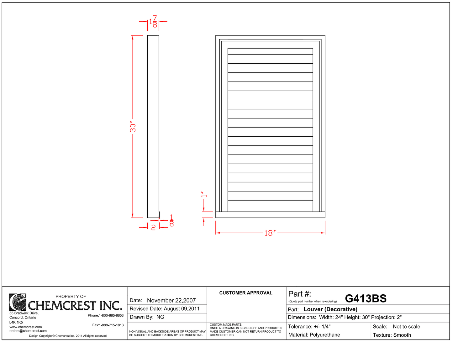 Decorative Rectangular Louver with Sill | G413BS
