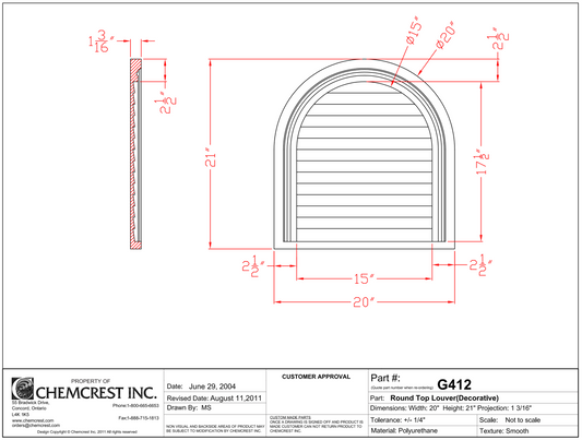 Round Top Decorative Louver | G412