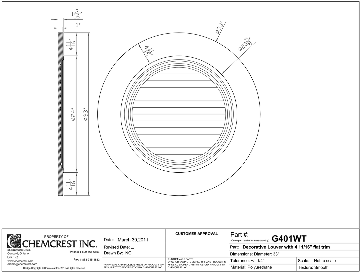 Decorative Round Louver with Flat Trim