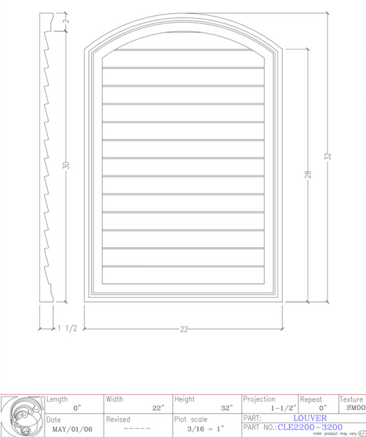 Decorative Arched Louver with Eyebrow Top