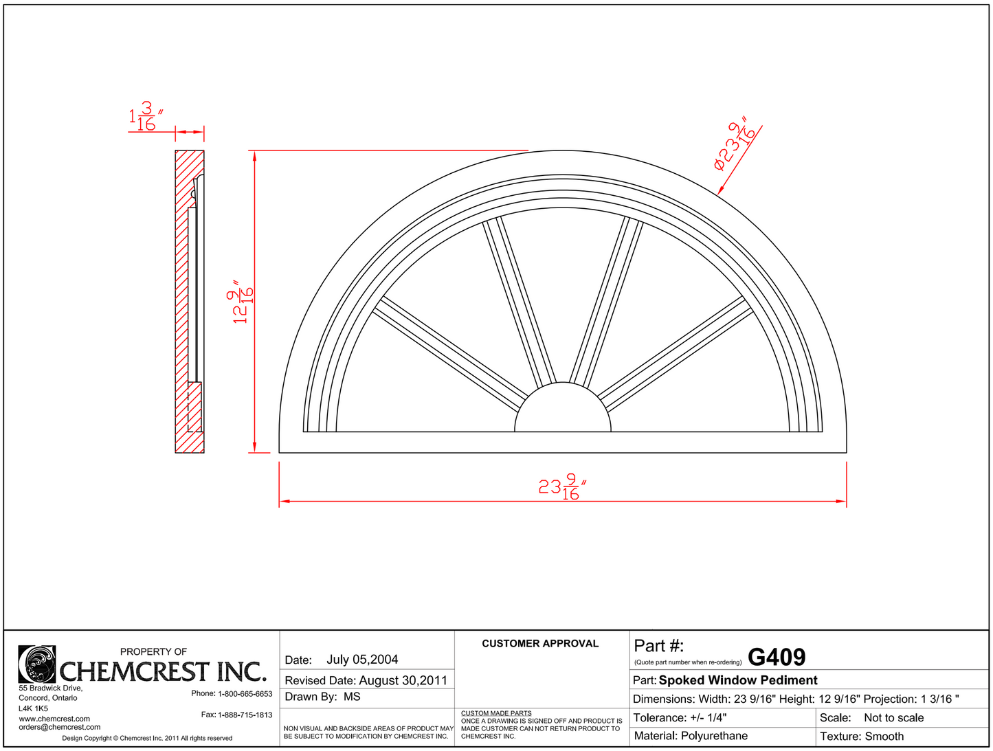 Half Round Spoked Window Pediment