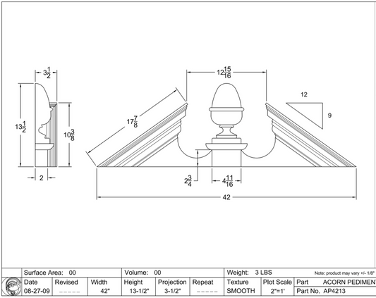 Acorn Pediment | AP4213