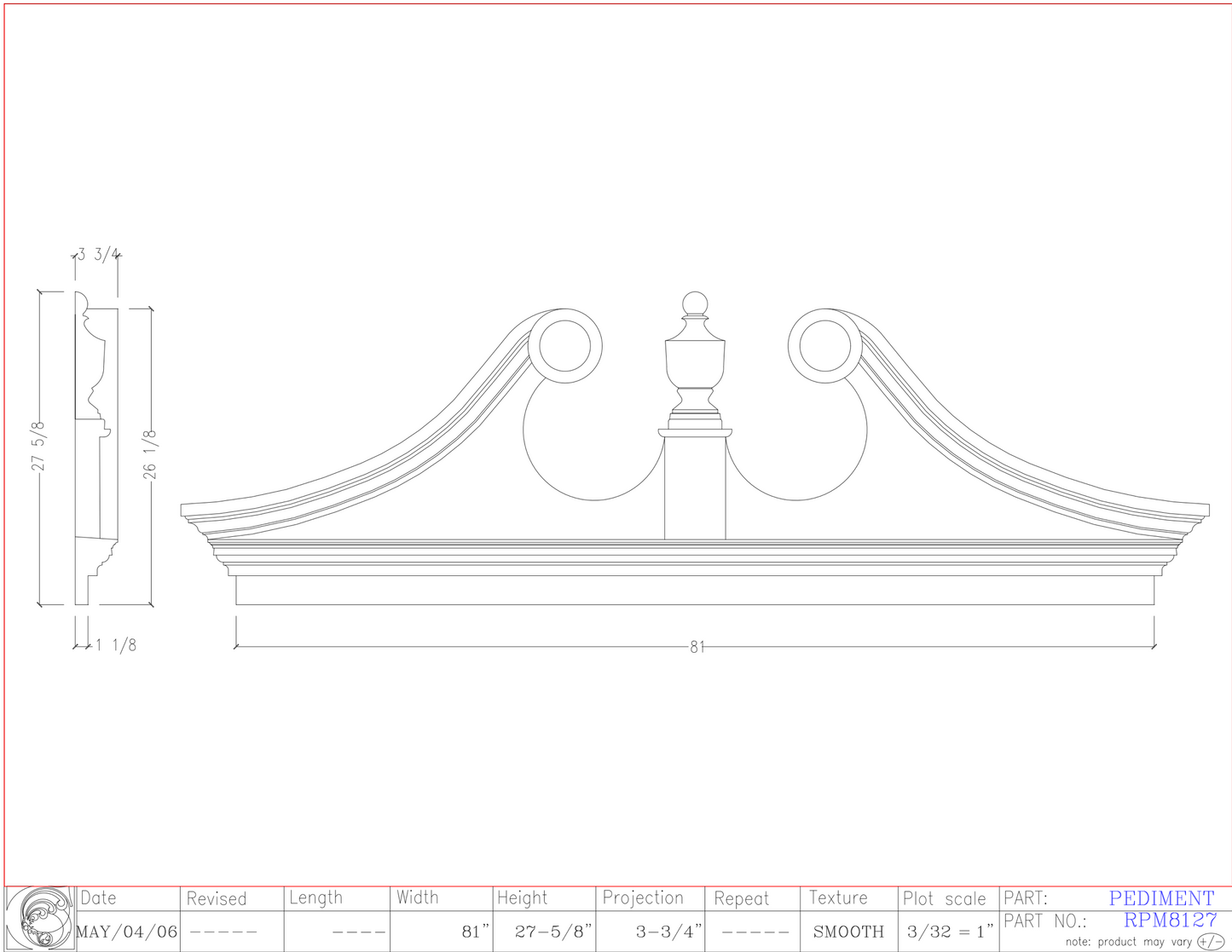 Rams Head Pediment with Mantle | RPM8127