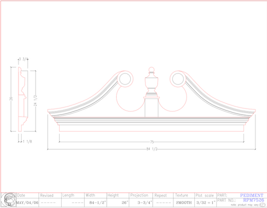 Rams Head Pediment with Mantle | RPM7526