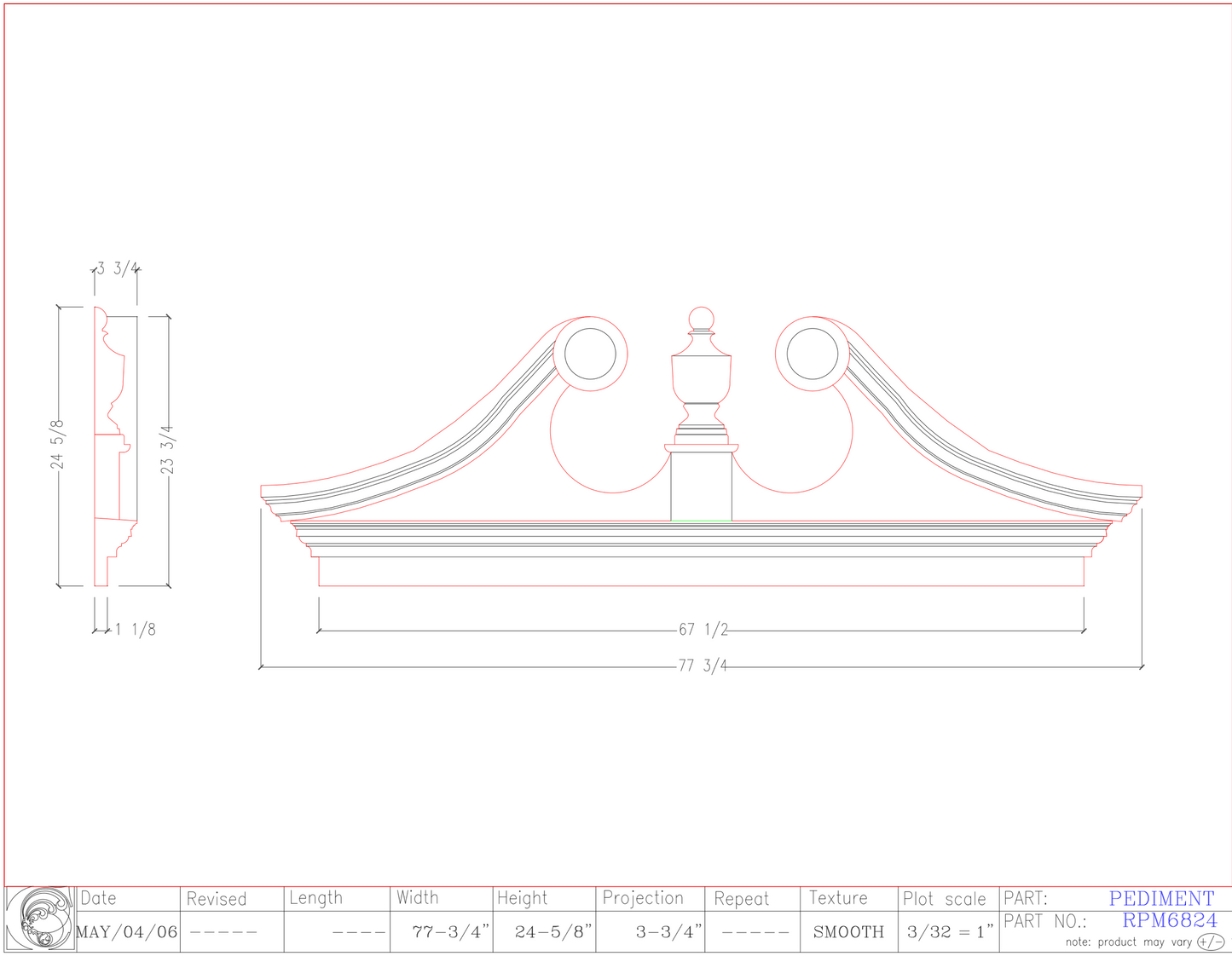 Rams Head Pediment with Mantle | RPM6824