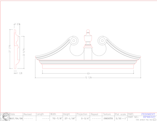 Rams Head Pediment with Mantle | RPM6327