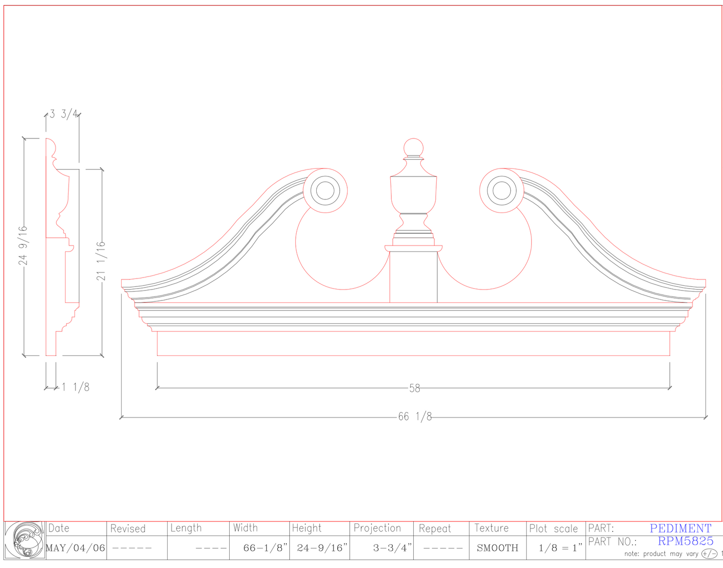 Rams Head Pediment with Mantle | RPM5825
