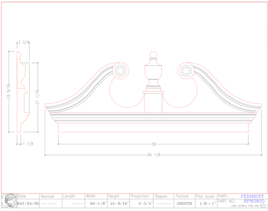 Rams Head Pediment with Mantle | RPM5825