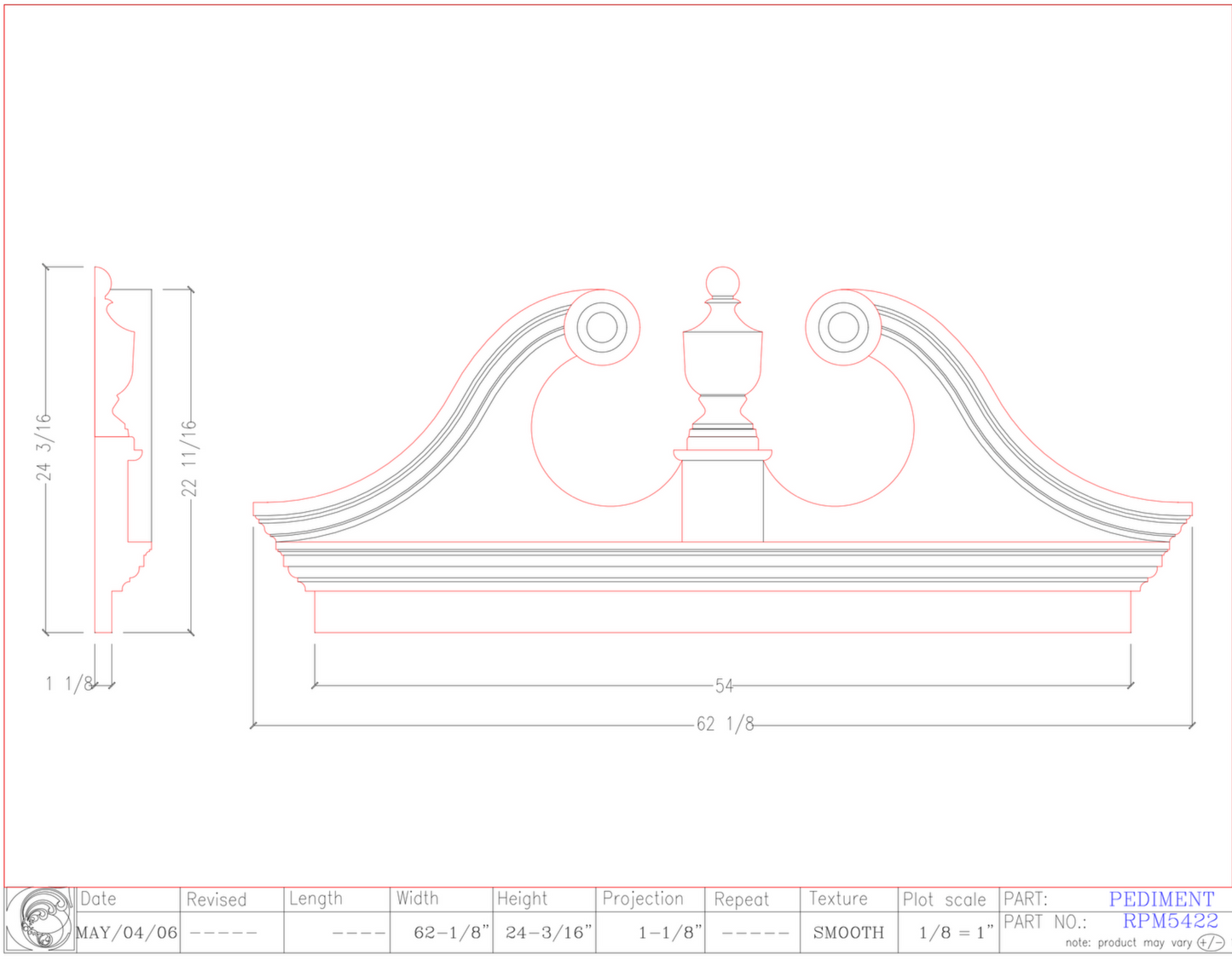 Rams Head Pediment with Mantle | RPM5422