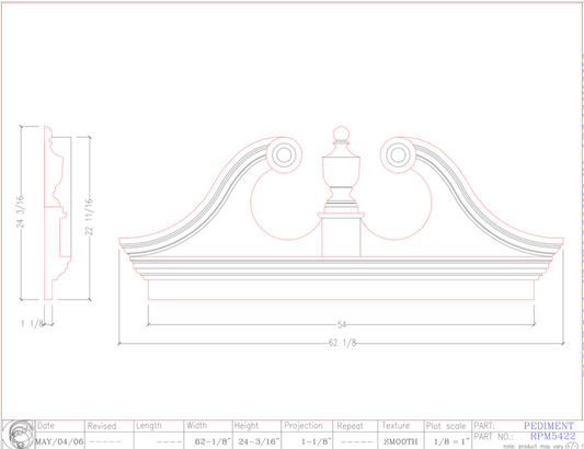 Rams Head Pediment with Mantle | RPM5022